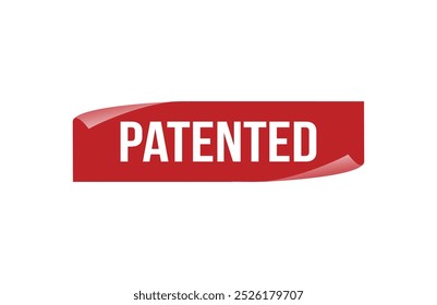 Red banner patented isolated on white background.