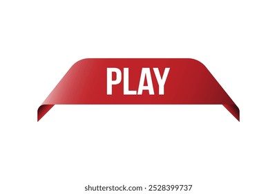 Red banner play isolated on white background.