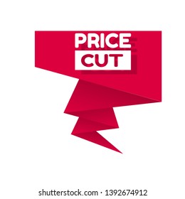 red banner price cut - label,sticker,tag