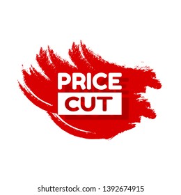 red banner price cut - label,sticker,tag