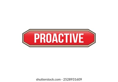 Red banner Proactive isolated on white background.