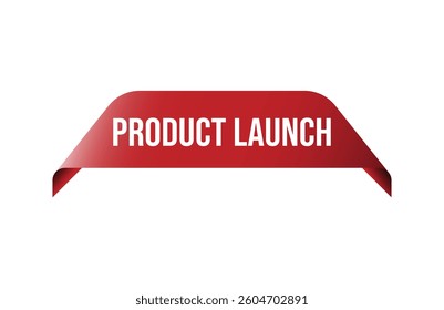 Red banner product launch isolated on white background.