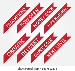 red banner promotion tag design