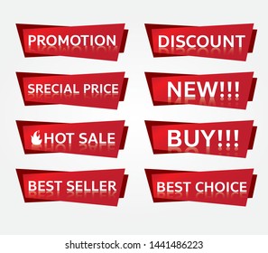 red banner promotion tag design for marketing on set