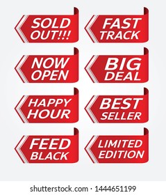 red banner promotion tag design for marketing