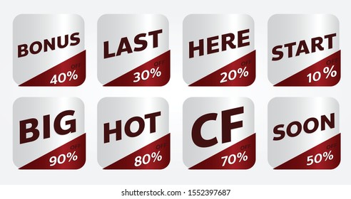 red banner promotion tag design for marketing on set
