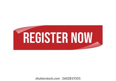 Red banner register now isolated on white background.
