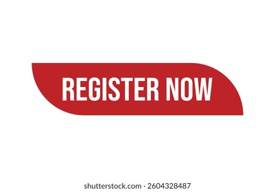 Red banner register now isolated on white background.
