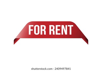 Red banner for rent on white background.