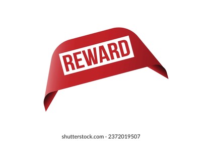 Red banner Reward on white background.