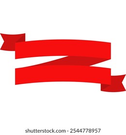 Red Banner Ribbon. Decorative for Presentation. Vector Illustration