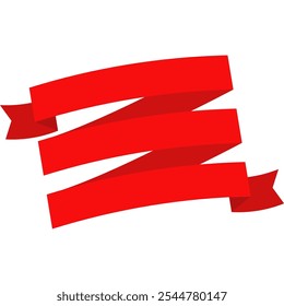 Red Banner Ribbon. Decorative for Presentation. Vector Illustration