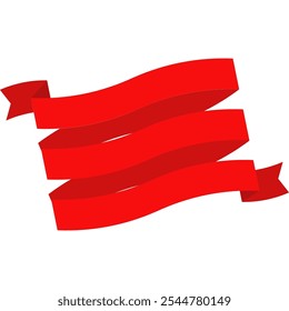 Red Banner Ribbon. Decorative for Presentation. Vector Illustration