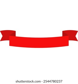 Red Banner Ribbon. Decorative for Presentation. Vector Illustration