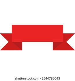 Red Banner Ribbon. Decorative for Presentation. Vector Illustration
