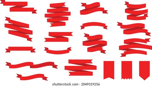 Ilustración de la cinta de la pancarta roja y del vector de bandera 