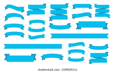 Red banner ribbon flat vector design. Blue and red Ribbon banners