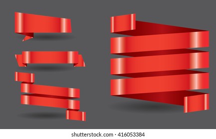Red banner ribbon vector set