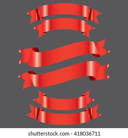 Red Banner ribbon vector set isolated background