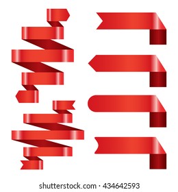 Red Banner ribbon vector set isolated background