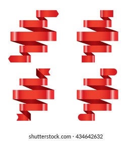 Red Banner ribbon vector set isolated background