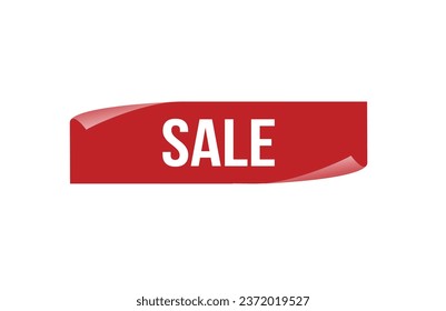 Red banner Sale on white background.