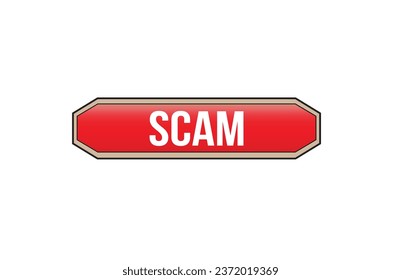 Red banner Scam on white background.