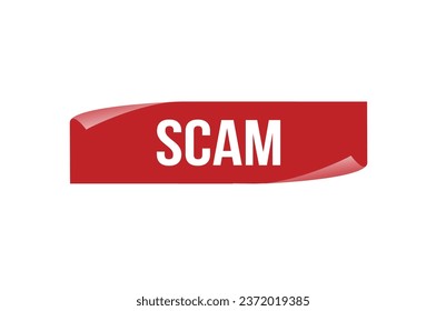 Red banner Scam on white background.