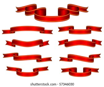 Red Banner Set Vector
