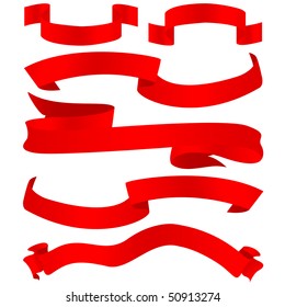 red banner set vector illustration