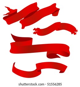 red banner set vector illustration