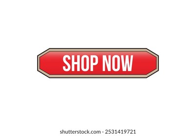 Red banner shop now isolated on white background.