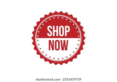 Red banner shop now isolated on white background.