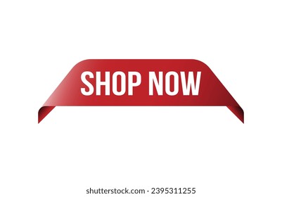 Red banner Shop Now on white background.