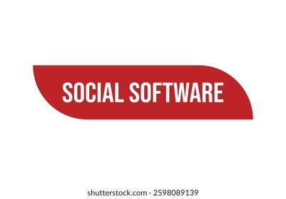 Red banner social software isolated on white background.