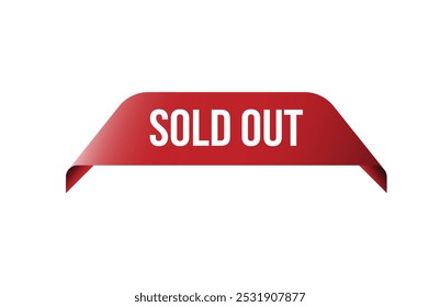 Red banner sold out isolated on white background.