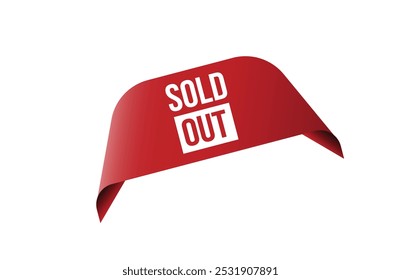 Red banner sold out isolated on white background.
