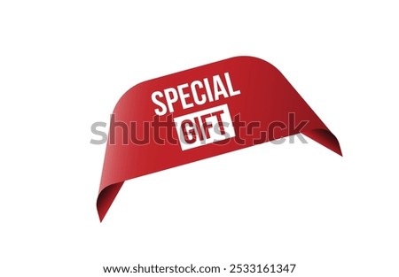 Red banner special gift isolated on white background.