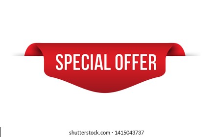 Red banner special offer Isolated on white background, for your design web site and branding banner. Vector Illustration