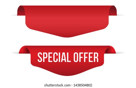 Red banner special offer Isolated on white background, for your design web site and branding banner. Vector Illustration