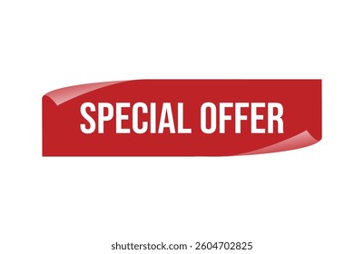 Red banner special offer isolated on white background.