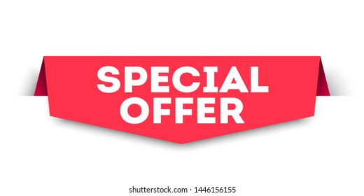 Red banner special offer. Vector web element