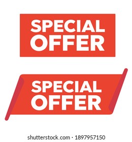 Red banner special offer. Vector badge template. Exclusive offer