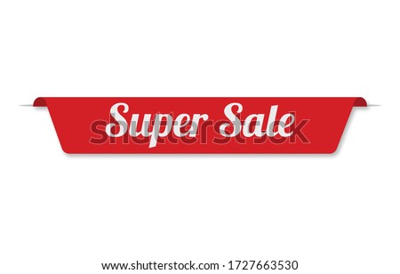 Red banner super sale Isolated on white background, for your design web site and branding banner. Vector Illustration