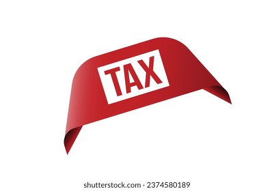 Red banner Tax on white background.