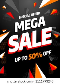 Red banner template design, Big sale special offer. Vector illustration.