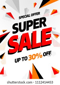 Red banner template design, Big sale special offer. Vector illustration.