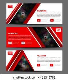 Red Banner Template vector, horizontal banner,advertising display layout, flyer design