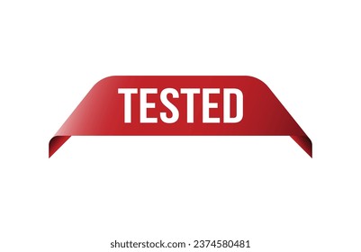 Red banner Tested on white background.
