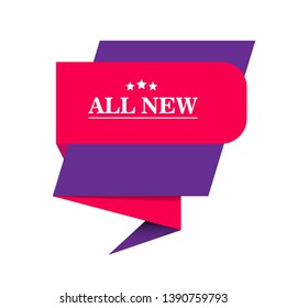 red banner with text all new. al new label,tag,sign. Designed for your web site design, logo, app, UI